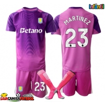Camisa de Futebol Aston Villa Emiliano Martinez #23 Goleiro Equipamento Alternativo Infantil 2025-26 Manga Curta (+ Calças curtas)